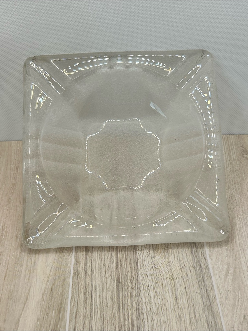 Vintage Square Clear Frosted Glass Unbranded 6” Pre Owned Glass Square Ashtray